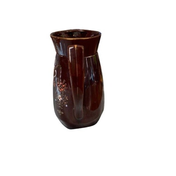 Vintage Moriage Red Ware Hand Painted Brown Gold Glazed Juice Pitcher Japan 6" - Picture 9 of 9